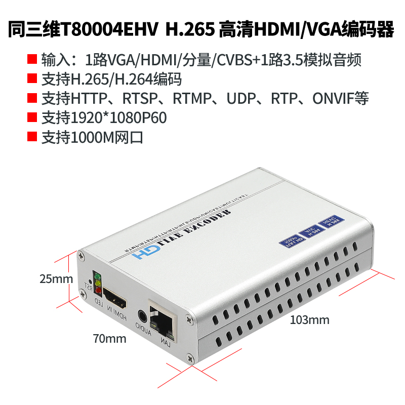 T80004EHV H.265高清HDMI/VGA/CVBS/YPBPR编码器简介